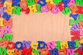 Frame of plastic colorful alphabet letters