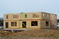 frame plywood walls of a new house under construction lumber material Royalty Free Stock Photo