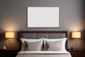 frame art mockup in bedoom display Royalty Free Stock Photo