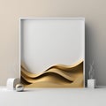 Frame poster mockup in home interior, golden sand and silver waves AI Generaion