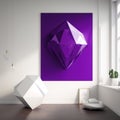 Frame poster mockup in home interior, huge, diamond-shaped amethyst, with a vibrant hue. AI Generaion