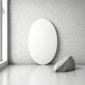 Frame poster mockup in home interior, large, oval rock with a subtle sheen AI Generaion