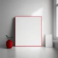 Frame poster mockup in home interior, large, square ruby, with a smooth, matte finish. AI Generaion