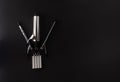 Frame of professional hair dresser tools on black background Royalty Free Stock Photo