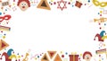 Frame with purim holiday flat design icons