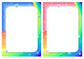 Frame with rainbow, sky and stars in cartoon style background for children`s