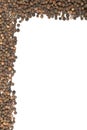 Frame of raw, natural, unprocessed black pepper peppercorns