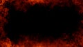 Frame of real fire flames burn motion smoke . Border isolated texture overlays. Film effect Royalty Free Stock Photo