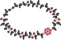 Frame with red and black flowers in the shape of