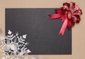 Frame with red bow and snowflake Royalty Free Stock Photo