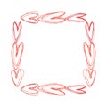 Frame of red hearts doodles. Valentine`s day design