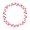 Frame of red hearts on white background Royalty Free Stock Photo