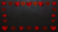 Frame of red paper hearts on a black background. Banner. Festive banner. Copy space Royalty Free Stock Photo