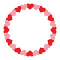 Frame with red and pink hearts. Vector illustration for design. Round border and place for text. Isolated on a white Royalty Free Stock Photo