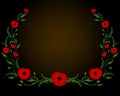 Frame with red poppy. World War II, commemorative symbol.