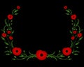 Frame with red poppy. World War II, commemorative symbol.