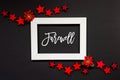 Frame, Red Winter Rose, Star, Text Farewell