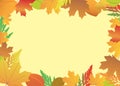 Frame with red and yellow leaves - vector