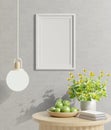 Frame with a clean wall texture and a beautiful flower on the table Royalty Free Stock Photo
