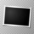 Frame retro photo on transparent background. Horizontal blank old photography. Vector