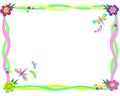 Frame of Ribbons, Spiral Flowers, and Dragonflies