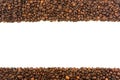 Frame of roasted coffee beans with a white background Royalty Free Stock Photo