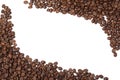 Frame of roasted coffee beans on white background, top view Royalty Free Stock Photo