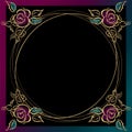 The frame is round. Roses. Gold. Vector illustration Royalty Free Stock Photo