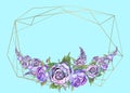 The frame is round. Roses. Gold. Vector illustration. Vector