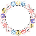 Frame round watercolor cute road sings cartoon