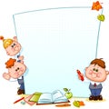 Frame with school children Royalty Free Stock Photo