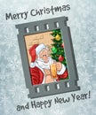 Frame of selfie of Santa Claus with beer Royalty Free Stock Photo