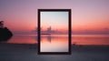 Minimalist 7x5 Frame Semantics Mockup Against Dusk Background Design Royalty Free Stock Photo