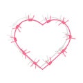 Frame with shape of heart from Metal steel barbed wire with thorns, Decoration for your design, Vector illustration Royalty Free Stock Photo