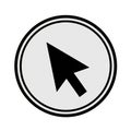 Black Computer Mouse Cursor Arrow Icon Inside a White Circle with Black Border Keywords: cursor, mouse, pointer, arrow, click, Royalty Free Stock Photo