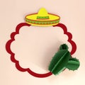 Frame with sombrero and cactus for Cinco de Mayo