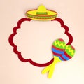 Frame with sombrero and maracas for Cinco de Mayo