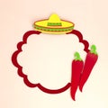 Frame with sombrero and pepper chili for Cinco de Mayo