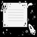Frame of space elements black and white background with copy space Royalty Free Stock Photo