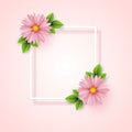 Frame of spring flowers with leaves. Spring Sale Banner.Vector il