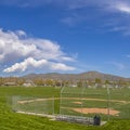 Frame Square Baseball or Softball field with bleachers outside the safety fence Royalty Free Stock Photo