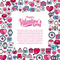 Frame square Collect group colorful filled line valentine`s icon for love romance