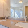 Frame Square Double sink vanity inside the modern bathroom of a new house Royalty Free Stock Photo