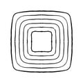 The frame is square with a line.Doodle frame. An uneven outline drawn by hand.Black and white image.Vector illustration Royalty Free Stock Photo