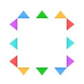 The frame is square with multicolored flags . Triangular colored flags adorn the square frame. Vector