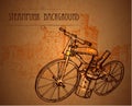 Frame steampunk background with bike and medieval castle Royalty Free Stock Photo