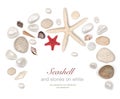 Frame of stones and seashell on white Royalty Free Stock Photo