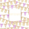 Frame on the striped hanging flags background Royalty Free Stock Photo