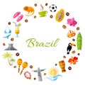 Frame template of Brazilian characters. Vector wreath Royalty Free Stock Photo