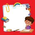 Frame template design with boy reading book Royalty Free Stock Photo